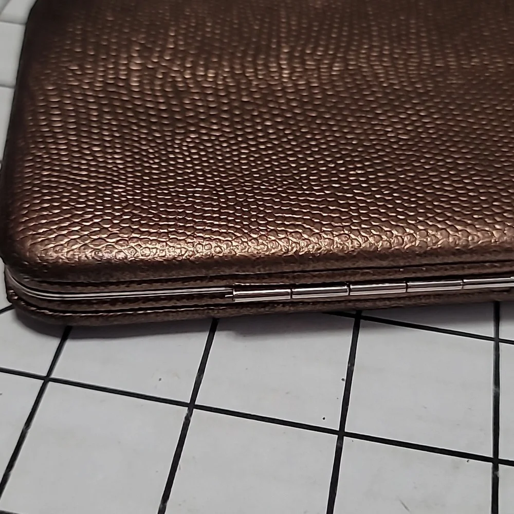 Bronze Slimline Wallet Clutch Faux Reptile‎ Print - Gently Preloved